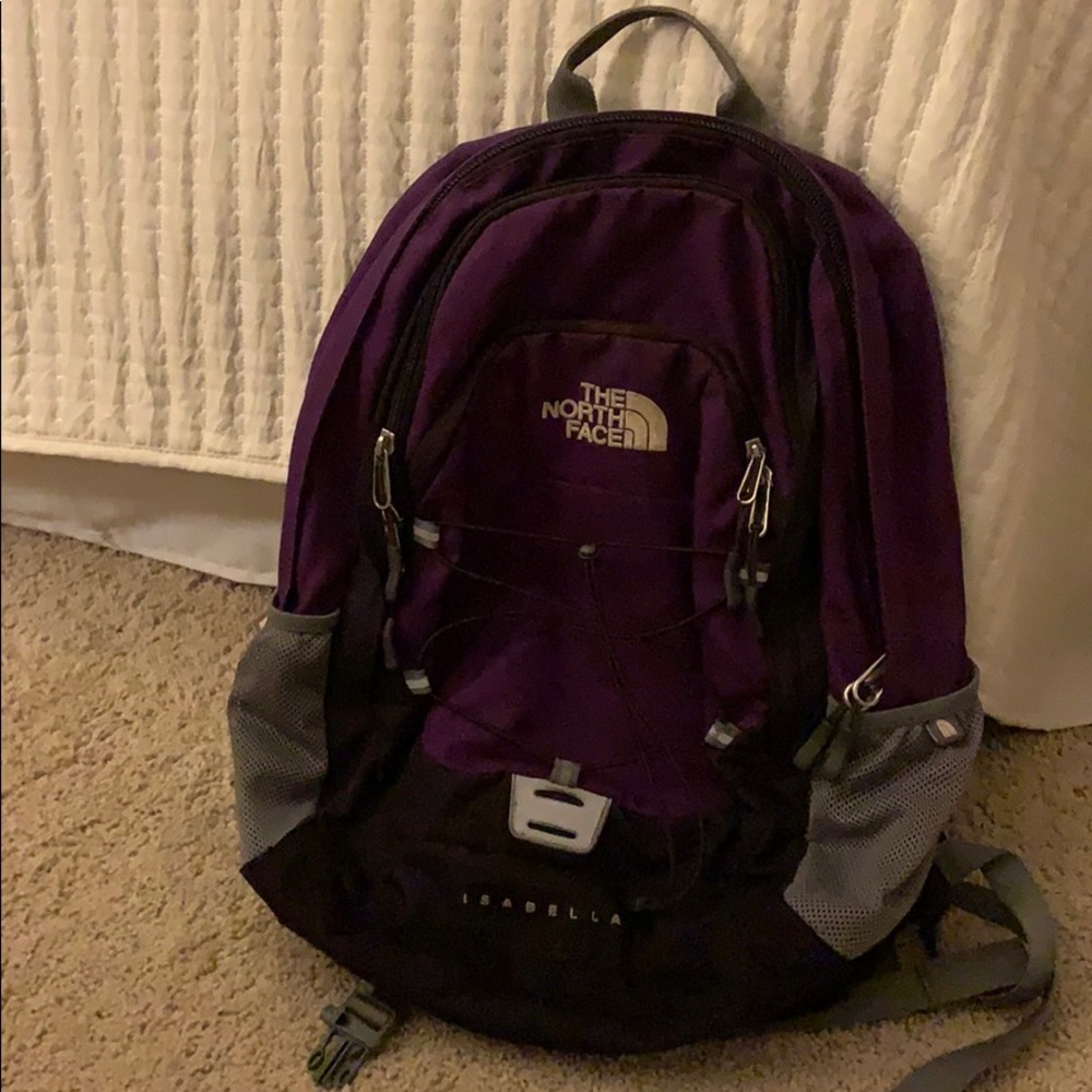 North Face purple “isabella” multi pocket backpack